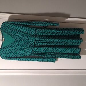 Boden Teal and Navy Layla Jersey Long Sleeve Dress